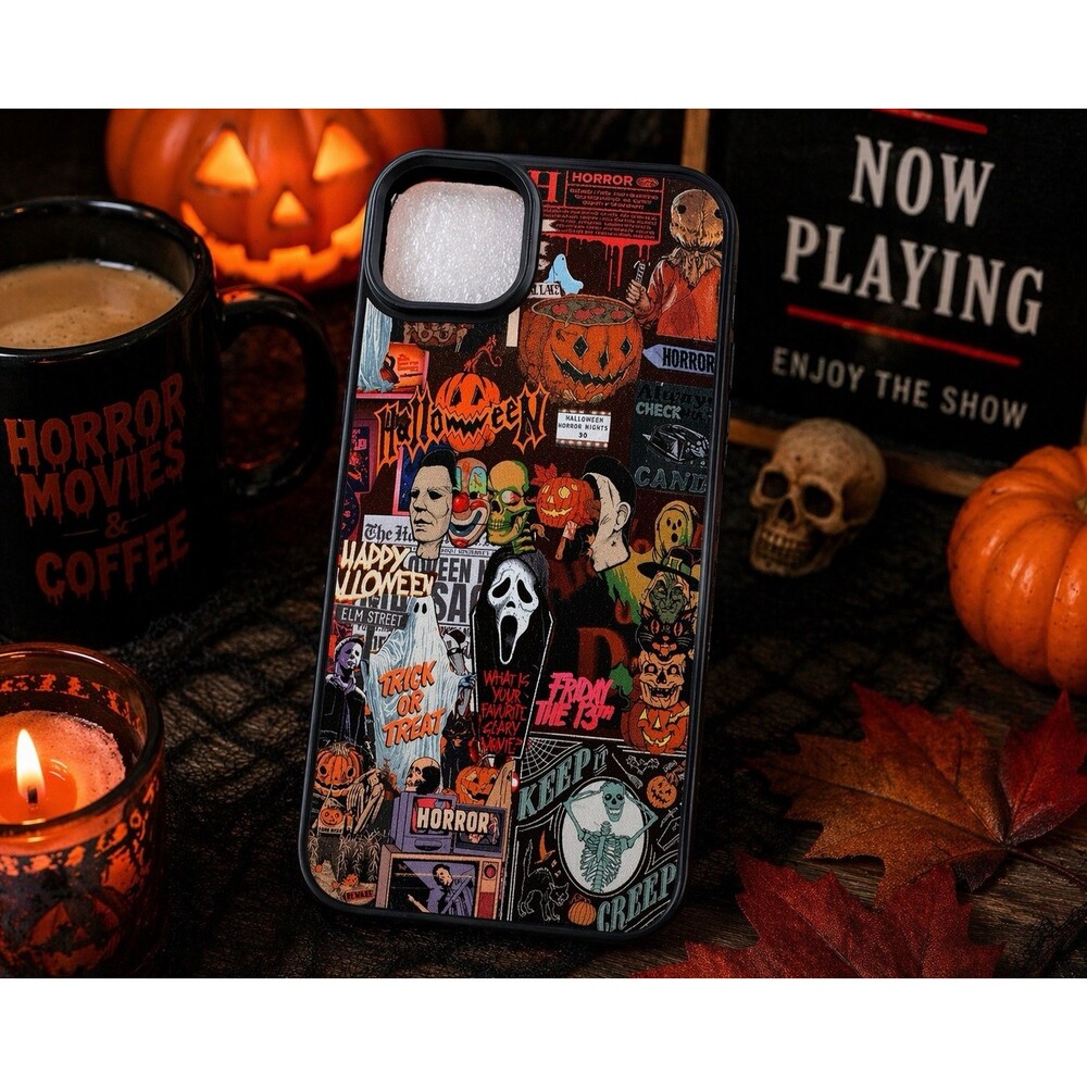 iPhone 14 Plus Case Horror Halloween Ghostface Michael Myers Collage
